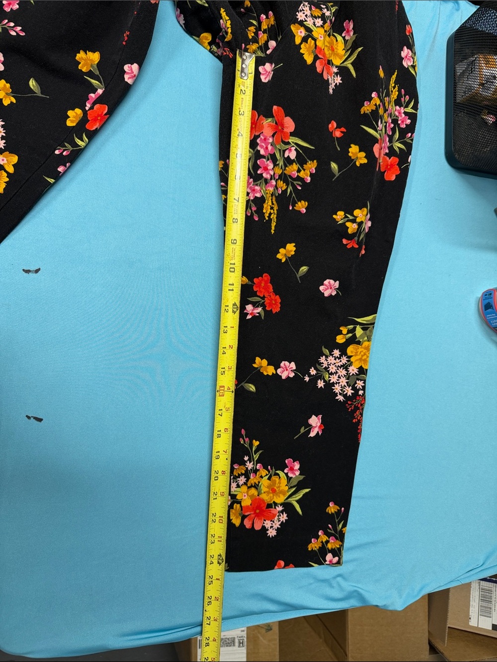 Old Navy Black Floral Capris with Pink, Red & Yellow Blooms - Picture 5 of 7